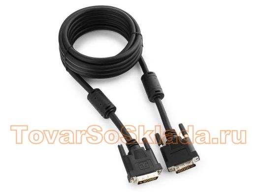 Кабель DVI-D  3м single link Cablexpert CC-DVI-BK-10, 19M/19M,черный, экран, феррит.кольца, пакет