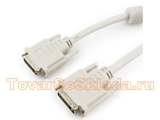 Кабель DVI-D  1,8м  dual link Cablexpert CC-DVI2-6C, 25M/25M экран, феррит.кольца, пакет CC-DVI2-6C