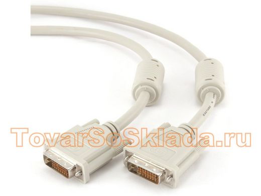 Кабель DVI-D  3м dual link Cablexpert CC-DVI2-10, 25M/25M,  экран, феррит.кольца, пакет CC-DVI2-10