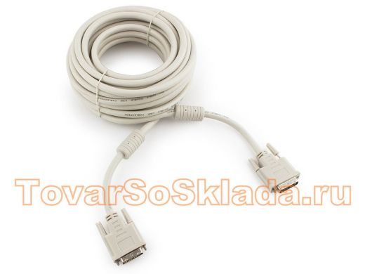 Кабель DVI-D 10м dual link Cablexpert CC-DVI2-10M, 25M/25M,экран, феррит.кольца, пакет CC-DVI2-10M