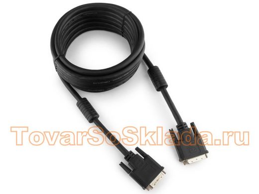 Кабель DVI-D  4,5м dual link Cablexpert CC-DVI2-BK-15, 25M/25M черный, экран, феррит.кольца, пакет