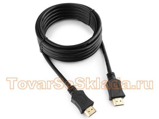 Шнур  HDMI / HDMI  3м  Cablexpert CC-HDMI4L-10, v1.4, 19M/19M, Light, черный, позол.разъемы, экран
