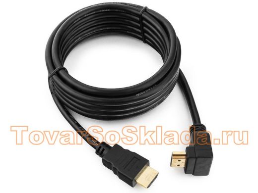 Шнур  HDMI / HDMI  3м  Cablexpert CC-HDMI490-10, v1.4, 19M/19M, углов. разъем, черный, позол.разъемы