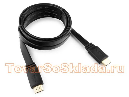 Шнур  HDMI / HDMI  1,8м  Cablexpert CC-HDMI4F-6, v2.0, 19M/19M, плоский кабель,черный, позол.разъ