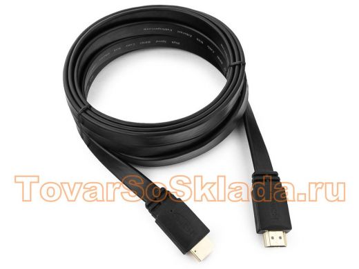 Шнур  HDMI / HDMI  3м  Cablexpert CC-HDMI4F-10, v1.4, 19M/19M, плоский кабель,черный, позолоч., экр