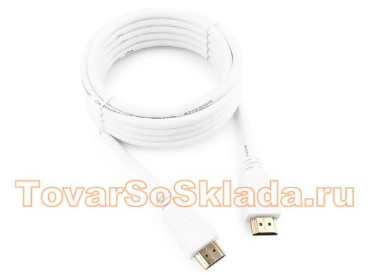 Шнур  HDMI / HDMI  3м  Cablexpert CC-HDMI4-W-10, v1.4, 19M/19M, белый, позол.разъемы, экран