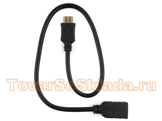 Удлинитель кабеля HDMI Cablexpert CC-HDMI4X-0.5M, 0.5м, v2.0, 19M/19F, черный, позол.разъемы, экран,