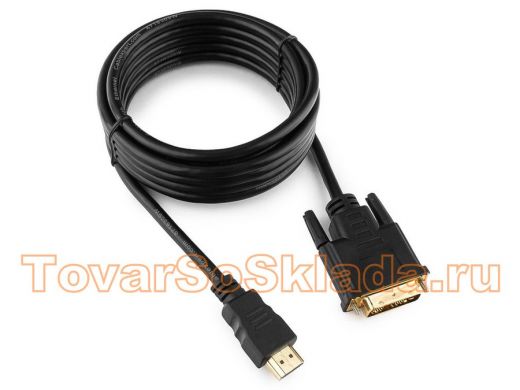 Кабель HDMI-DVI  Cablexpert CC-HDMI-DVI-10, 19M/19M, 3.0м, single link,черный, позол.разъемы, экран,