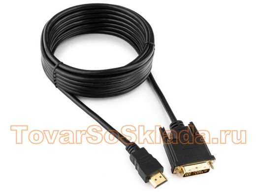 Кабель HDMI-DVI  Cablexpert CC-HDMI-DVI-15, 19M/19M, 4.5м, single link, черный,позол.разъемы, экран,