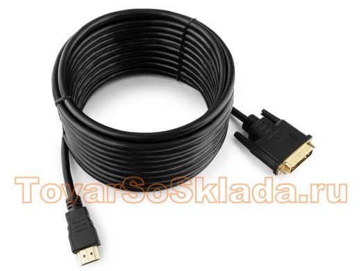 Кабель HDMI-DVI  Cablexpert CC-HDMI-DVI-7.5MC, 19M/19M, 7.5м, single link,черный, позол.разъемы, экр