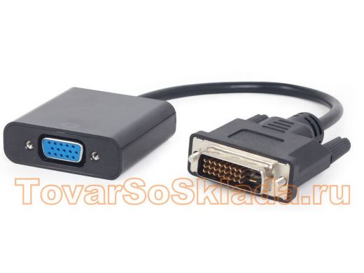 Переходник DVI-D-VGA Cablexpert A-DVID-VGAF-01, 25M/15F, длина кабеля 0,2м, черный, пакет A-DVID-VGA