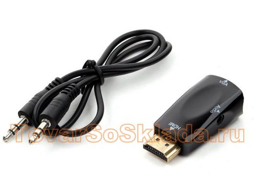 Переходник HDMI штекер / VGA гнездо Cablexpert A-HDMI-VGA-02, 19M/15F, Jack3.5 выход, из HDMI в VGA