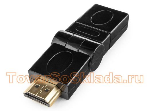 Переходник HDMI-HDMI Cablexpert A-HDMI-FFL2, 19F/19M, вращающийся на 180 град, золотые разъемы, паке