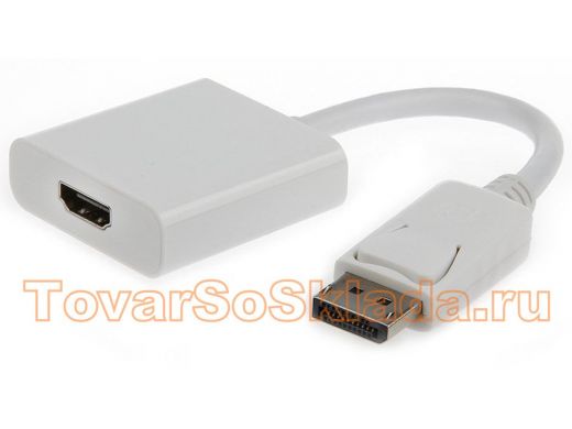 Переходник DisplayPort - HDMI Cablexpert A-DPM-HDMIF-002-W, 20M/19F, белый, пакет A-DPM-HDMIF-002-W