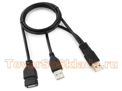 Кабель удлинитель USB2.0 Pro Cablexpert CCP-USB22-AMAF-3, 2xAM/AF, 90cм, экран, черный CCP-USB22-AMA