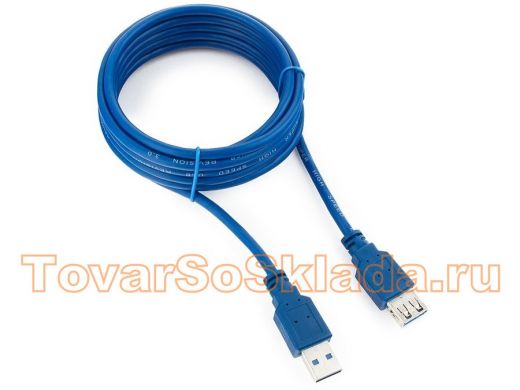 Кабель-удлинитель USB AM/AF  Pro Cablexpert CCP-USB3-AMAF-10, USB3.0, 3м, экран, синий, пакет