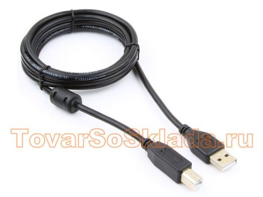 Кабель USB 2.0 Pro Cablexpert CCF-USB2-AMBM-6, AM/BM, 1.8м, экран, феррит.кольцо, черный, пакет CCF-