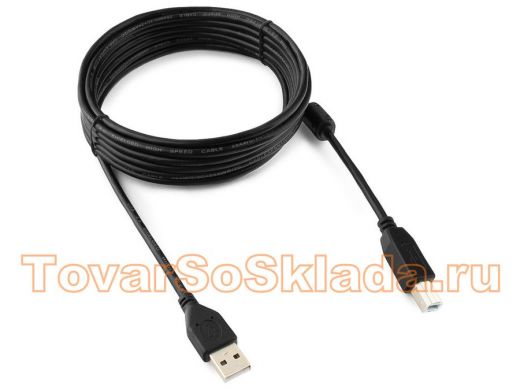 Кабель USB 2.0 Pro Cablexpert CCF-USB2-AMBM-15, AM/BM, 4.5м, экран, феррит.кольцо, черный, пакет CCF