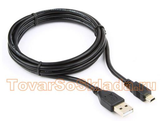 Кабель USB 2.0 Pro Cablexpert CCP-USB2-AM5P-6, AM/miniBM 5P, 1.8м, экран, черный, пакет CCP-USB2-AM5