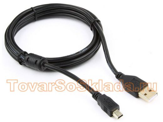 Кабель USB 2.0 Pro Cablexpert CCF-USB2-AM5P-6, AM/miniBM 5P, 1.8м, экран, феррит.кольцо, черный, пак