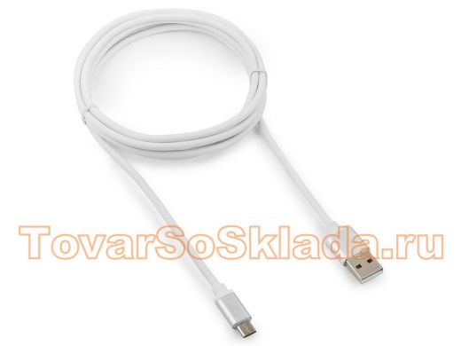 Кабель микро USB (AM/microBM)  1.8 м Cablexpert CC-S-mUSB01W-1.8M, USB 2.0, серия Silver,белый