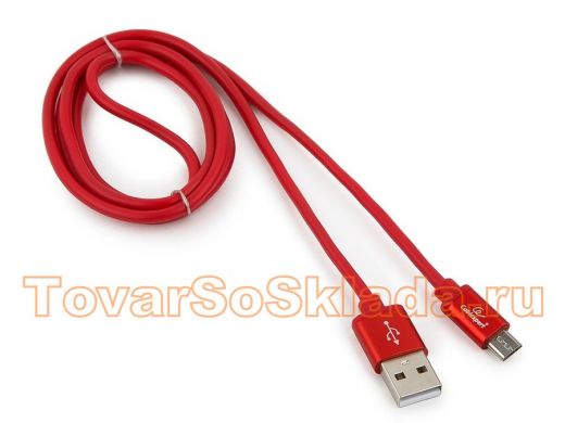 Кабель микро USB (AM/microBM)  1.0 м Cablexpert CC-S-mUSB01R-1M, USB 2.0, серия Silver, красный