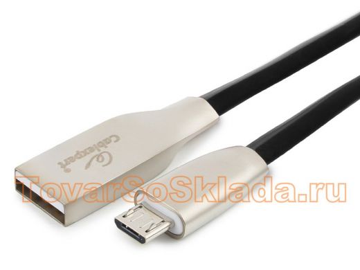Кабель микро USB (AM/microBM)  1.0 м Cablexpert CC-G-mUSB01Bk-1M, USB 2.0, серия Gold,  черный