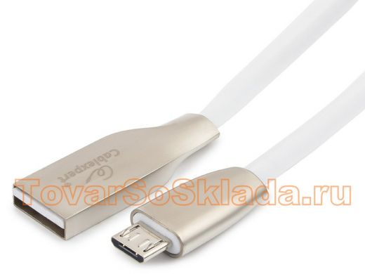 Кабель микро USB (AM/microBM)  1.8 м Cablexpert CC-G-mUSB01W-1.8M, USB 2.0,серия Gold, белый