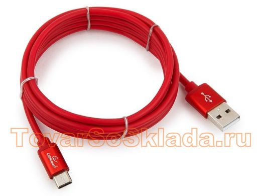 Шнур USB / Type-C Cablexpert CC-S-USBC01R-1.8M, AM/Type-C,серия Silver,длина 1.8м,красный,блистер,2,