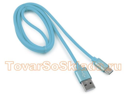 Шнур USB / Type-C Cablexpert CC-S-USBC01Bl-1M, AM/Type-C,серия Silver, длина 1м,синий,блистер,2,0