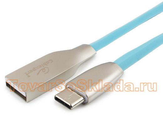Шнур USB / Type-C Cablexpert CC-G-USBC01Bl-1M, AM/Type-C, серия Gold, длина 1м, синий, блистер