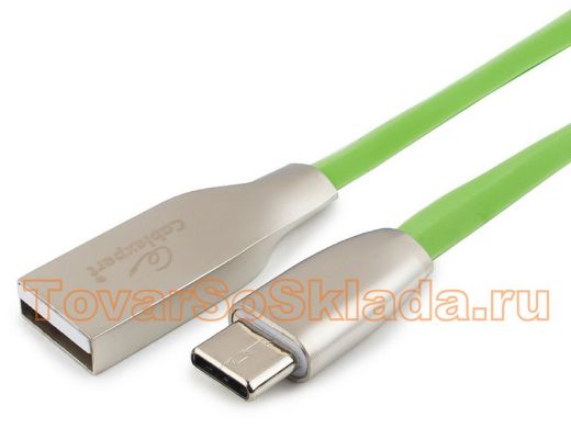 Шнур USB / Type-C Cablexpert CC-G-USBC01Gn-1M, AM/Type-C, серия Gold, длина 1м, зеленый, блистер