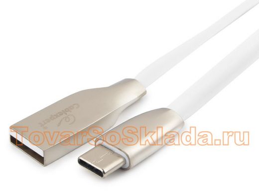 Шнур USB / Type-C Cablexpert CC-G-USBC01W-1M, AM/Type-C, серия Gold, длина 1м, белый, блистер, 2,0