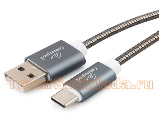 Шнур USB / Type-C Cablexpert CC-G-USBC02Gy-1.8M, AM/Type-C, серия Gold, длина 1.8м, титан, блистер