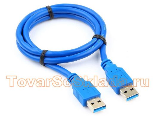 Кабель USB 3.0 Pro Cablexpert CCP-USB3-AMAM-1M, AM/AM, 1м, экран, синий, пакет CCP-USB3-AMAM-1M