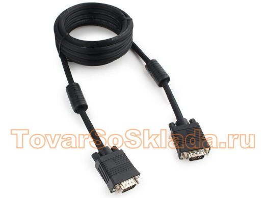 Шнур VGA штекер /  VGA штекер длина  3 метра  Premium Cablexpert CC-PPVGA-10-B,чер,3-й экран,ферриты