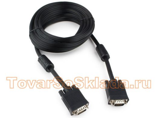 Шнур VGA штекер /  VGA штекер длина  5 метров  Premium Cablexpert CC-PPVGA-5M-B, 3-й экран, ферриты
