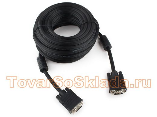 Шнур VGA штекер /  VGA штекер длина 10 метров  Premium Cablexpert CC-PPVGA-10M-B, 3-й экран, ферриты