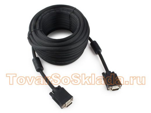 Шнур VGA штекер /  VGA штекер длина 15 метров  Premium Cablexpert CC-PPVGA-15M-B, 3-й экран, ферриты