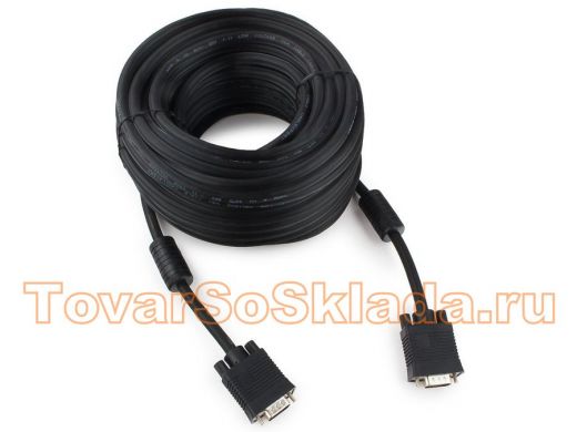 Шнур VGA штекер /  VGA штекер длина 20 метров  Premium Cablexpert CC-PPVGA-20M-B, 3-й экран, ферриты