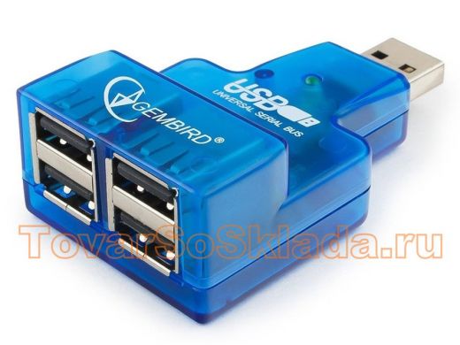 Концентратор USB на 4 порта (хаб, HUB) Gembird UHB-CN224, 4 порта, мини, для ноутбука, UHB-CN224,2.0