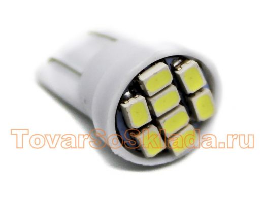 Лампа LED 12V для АВТО (цоколь T10) белая ( 8 LED, 3528)