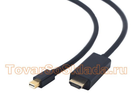 Кабель DisplayPort / HDMI  1,8м  mini Cablexpert CC-mDP-HDMI-6, 20M/19M  черный,позол.разъемы, пакет