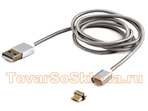 Кабель магнитный USB 2.0 Cablexpert CC-USB2-AMmUMM-1M, AM/ microBM 5P, 1м, алюминиевые разъемы, коро