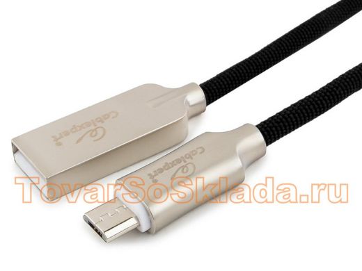 Кабель микро USB (AM/microBM)  1.0 м Cablexpert CC-P-mUSB02Bk  USB 2.0, серия Platinum, черный