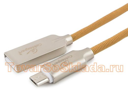 Кабель микро USB (AM/microBM)  1.0 м Cablexpert CC-P-mUSB02Gd  USB 2.0, серия Platinum,золотой