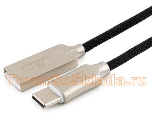 Шнур USB / Type-C Cablexpert CC-P-USBC02Bk-0.5M, AM/Type-C,серия Platinum, длина 0.5м,черный, 2,0