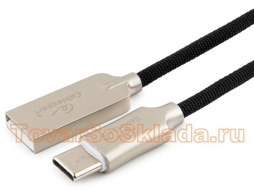 Шнур USB / Type-C Cablexpert CC-P-USBC02Bk-1M, AM/Type-C, серия Platinum, длина 1м, черный