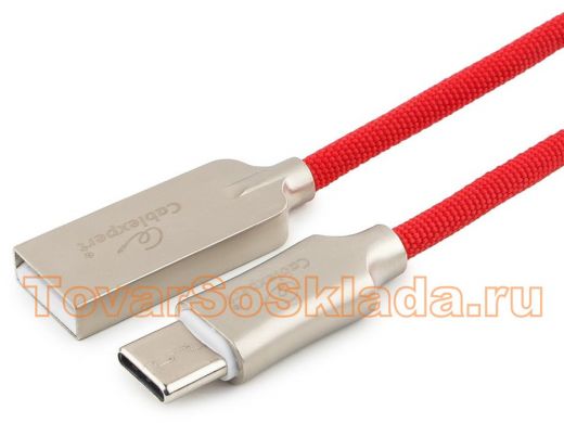 Шнур USB / Type-C Cablexpert CC-P-USBC02R-1M, AM/Type-C,серия Platinum, длина 1м,красный,нейлоновая