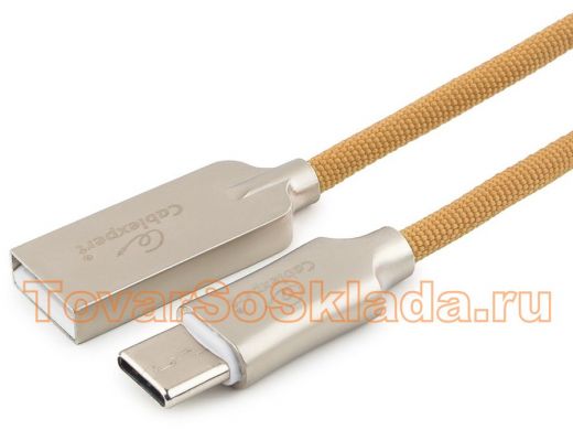 Шнур USB / Type-C Cablexpert CC-P-USBC02Gd-1M, AM/Type-C,серия Platinum,длина 1м, золотой,нейлоновая